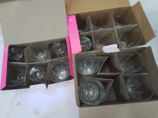 LOT OF LAV GLASSES INCLUDES WINE GLASSES AND TUMBLERS