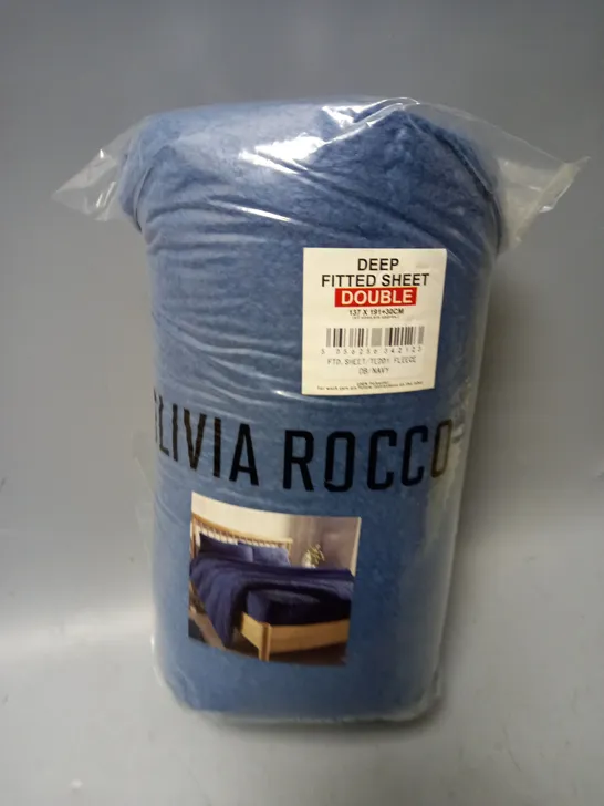 OLIVIA ROCCO DEEP FITTED SHEET IN DOUBLE - NAVY