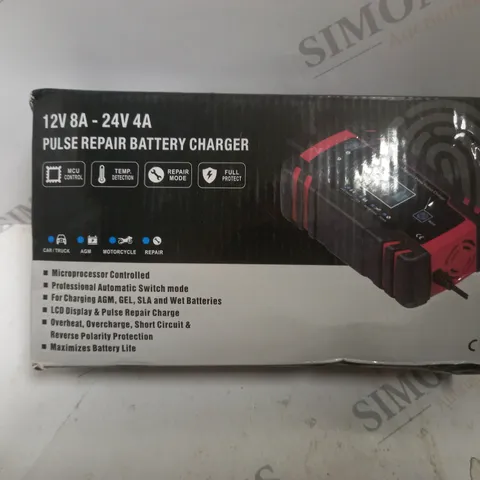 BOXED 12V 8A-24V 4A PULSE REPAIR BATTERY CHARGER