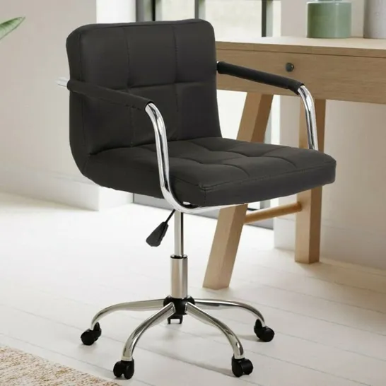 BOXED NEO BLACK FAUX LEATHER SWIVEL OFFICE CHAIR (1 BOX)