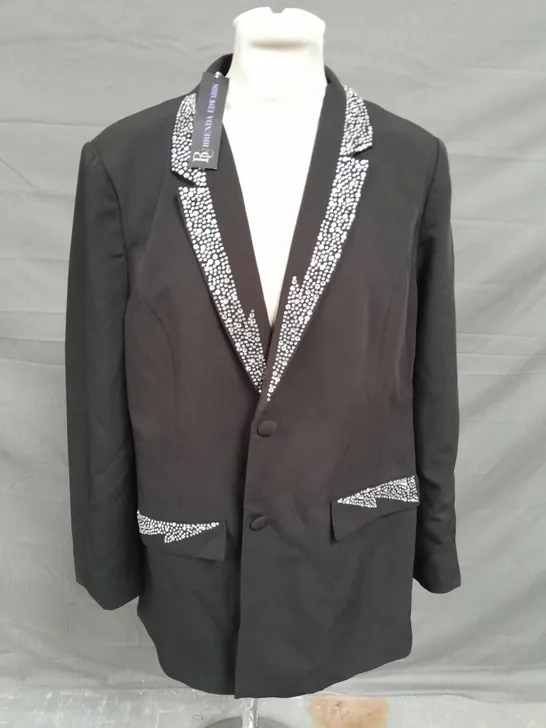 BRENDA EDWARDS EMBELLISHED BLAZER IN BLACK - 18W