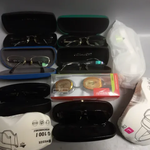 LOT OF ASSORTED GLASSES TO INCLUDE SPEEDO, SPECSAVERS AND ULTRALIGHT