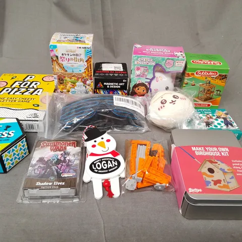 BOX OF ASSORTED TOYS AND GAMES TO INCLUDE CARD GAMES, LEGO AND SUBBUTEO