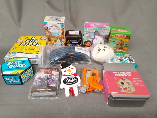 BOX OF ASSORTED TOYS AND GAMES TO INCLUDE CARD GAMES, LEGO AND SUBBUTEO