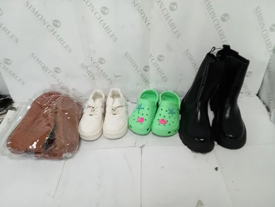 BOX OF APPROXIMATELY 15 ASSORTED SHOES TO INCLUDE BOOTS, SLIPPERS, AND SANDALS 