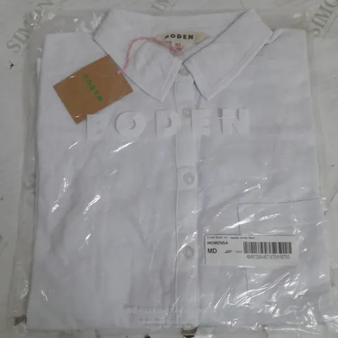 BAGGED BODEN AMELIA JERSEY SHIRT IN WHITE - UK 10