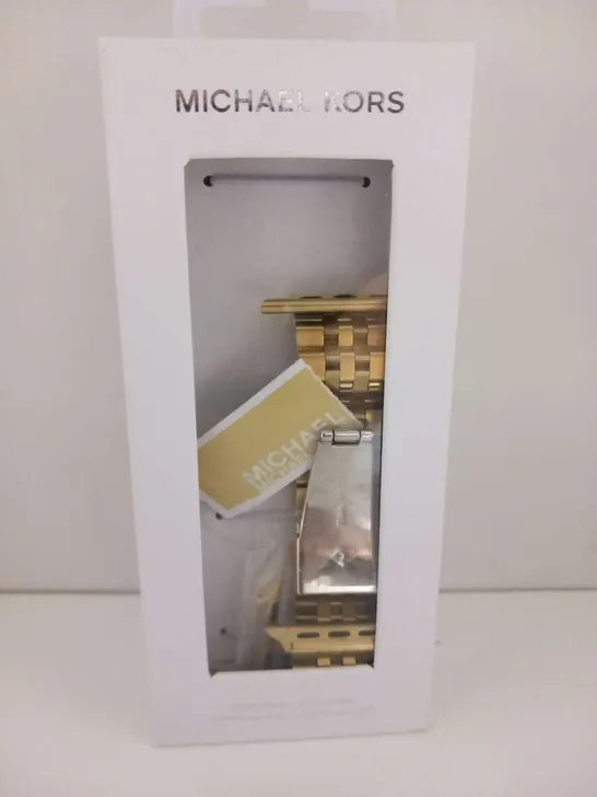 BOXED MICHAEL KORS GOLD TONE STAINLESS STEEL WATCH STRAP COMPATIBLE WITH APPLE WATCH