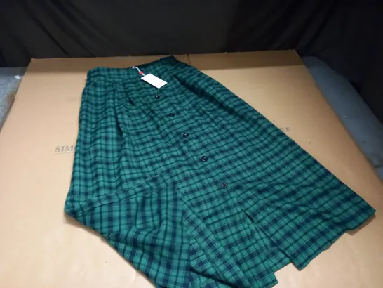 LOUCHE GREEN CHECK SKIRT - UK 12