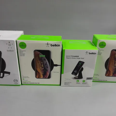 APPROXIMATELY 9 BOXED BELKIN WIRELESS CHARGING PRODUCTS TO INCLUDE STANDS & PADS 