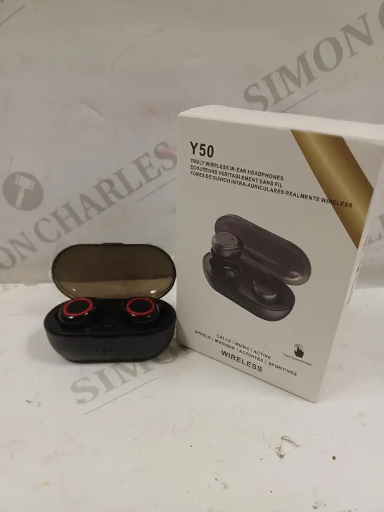 BOXED Y50 TRULY WIRELESS IN EAR HEADPHONES & CHARGING CASE 