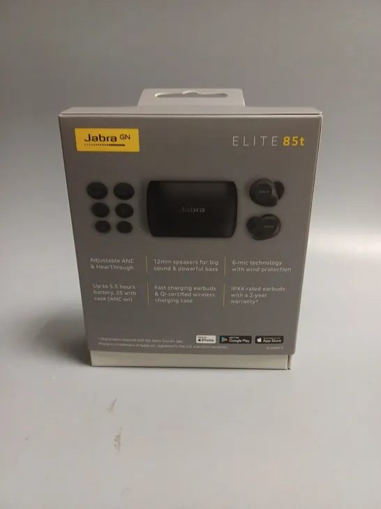 BOXED SEALED JABRA ELITE 85T ACTIVE NOISE CANCELLING WIRELESS EARPHONES IN BLACK 