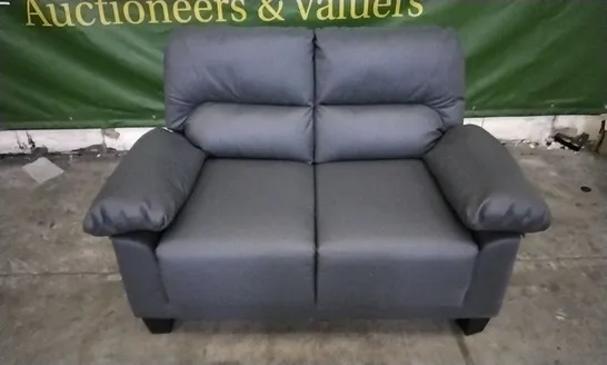 DESIGNER GREY LEATHER 2 SEATER SOFA