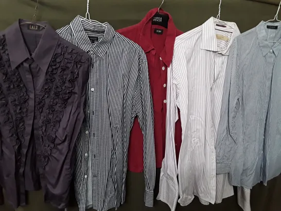 LOT OF 5 ASSORTED LONG SLEEVE SHIRTS TO INCLUDE HOBBS AND JAEGER IN VARIOUS SIZES