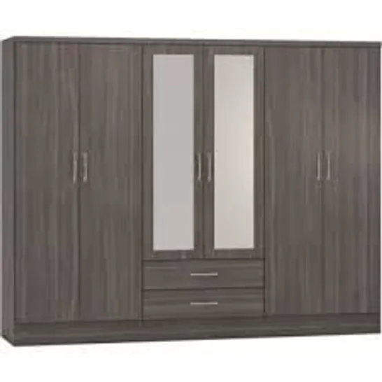 BOXED CASCIO 6-DOOR MANUFACTURED WOOD WARDROBE  (4 BOXES)