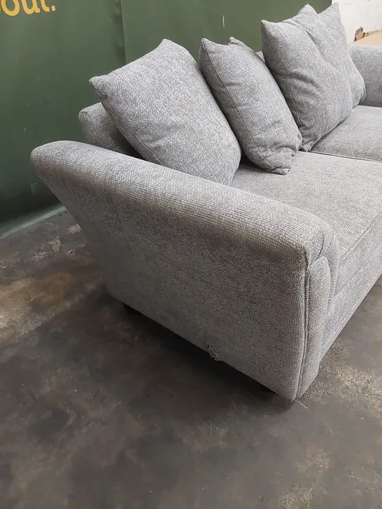 DESIGNER 3 SEATER GREY FABRIC UPHOLSTERED SOFA