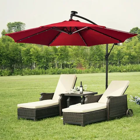 BOXED FALMOUTH 3M CANTILEVER FABRIC PARASOL IN RED