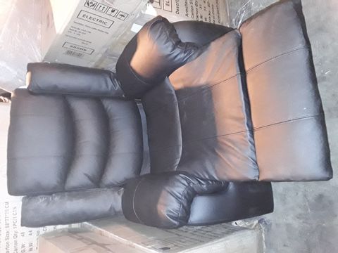 DESIGNER BLACK FAUX LEATHER MANUALLY RECLINING EASY CHAIR 