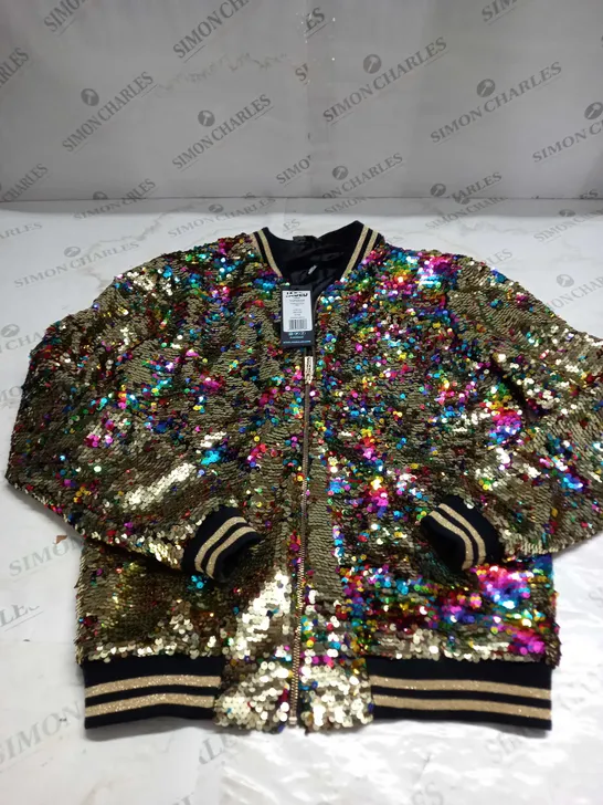 JADED SEQUIN ZIPPED JACKET SIZE M