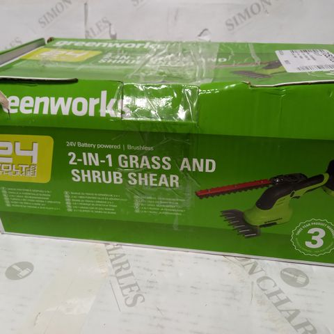 GREENWORKS 2 IN 1 GRASS AND SHRUB SHEAR 