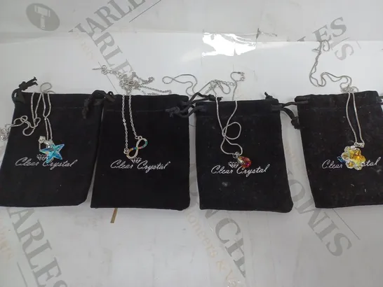 4 X BAGGED CLEAR CRYSTAL JEWELLERY PRODUCTS IN VARIOUS DESIGNS