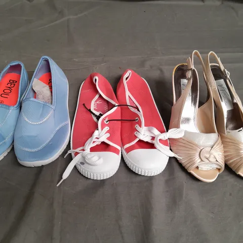 APPROXIMATELY 15 PAIRS OF LADIES SHOES. ASSORTED SIZES, COLOURS AND STYLES