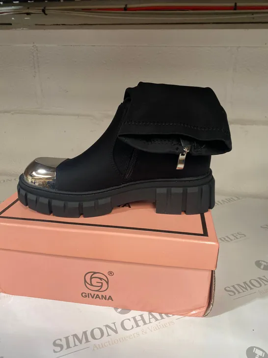 BOXED PAIR OF GIVANA BLACK BOOTS SIZE 38