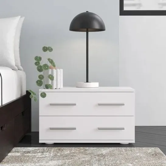 MCCOWN 2 DRAWER BEDSIDE TABLE iN MATT WHITE