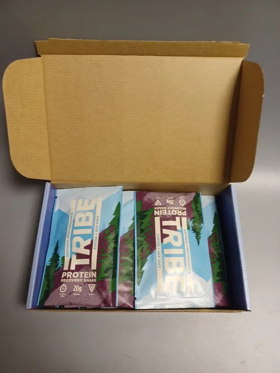 12 X BOXED TRIBE PROTEIN RECOVERY SHAKE SACHETS - COCOA & SEA SALT 12 X 38G