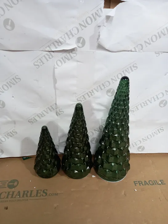 ALISON CORK SET OF MERCURY GLASS TREES - RED