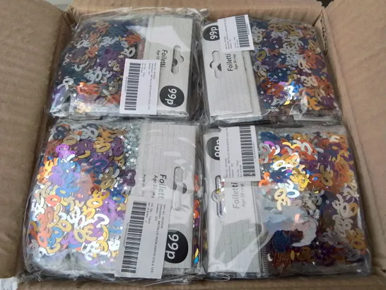 PALLET CONTAINING 108 BOXES OF BRAND NEW METALLIC NO30 CONFETTI - 144 PIECES PER BOX / APPROX TOTAL 15,552