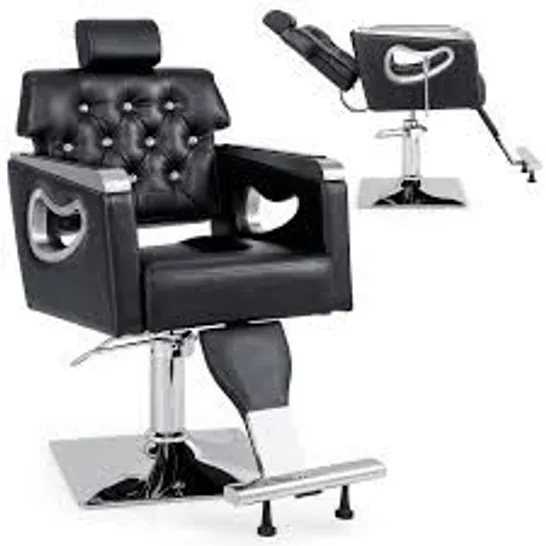 BOXED COSTWAY SWIVEL SALON CHAIR WITH 6-LEVEL ADJUSTABLE HEADREST AND PADDED BACKREST - BLACK