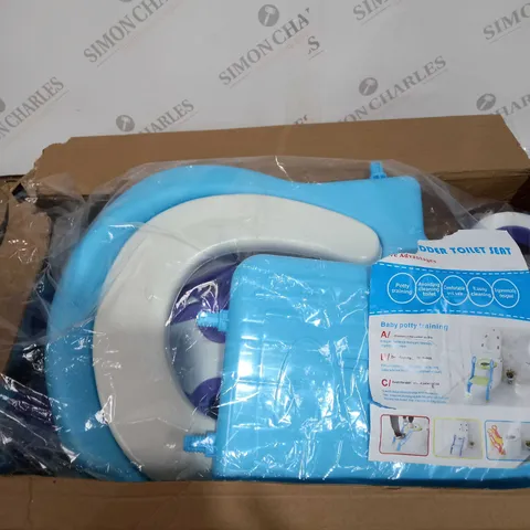 BOXED TODDLER TOILET SEAT WITH LADDER,  IN BLUE AND WHITE -SELF ASSEMBLY WITH INSTRUCTIONS