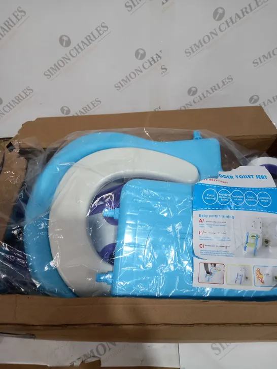 BOXED TODDLER TOILET SEAT WITH LADDER,  IN BLUE AND WHITE -SELF ASSEMBLY WITH INSTRUCTIONS