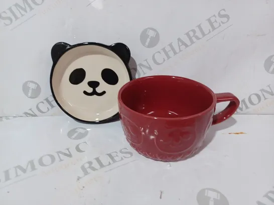 BOXED UNBRANDED CERAMIC PANDA CUP IN RED