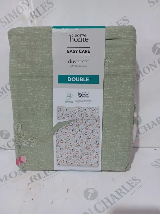 DUVET SET W. 2 PILLOWCASES IN GREEN/GUINEA PIG DESIGN - DOUBLE SIZE