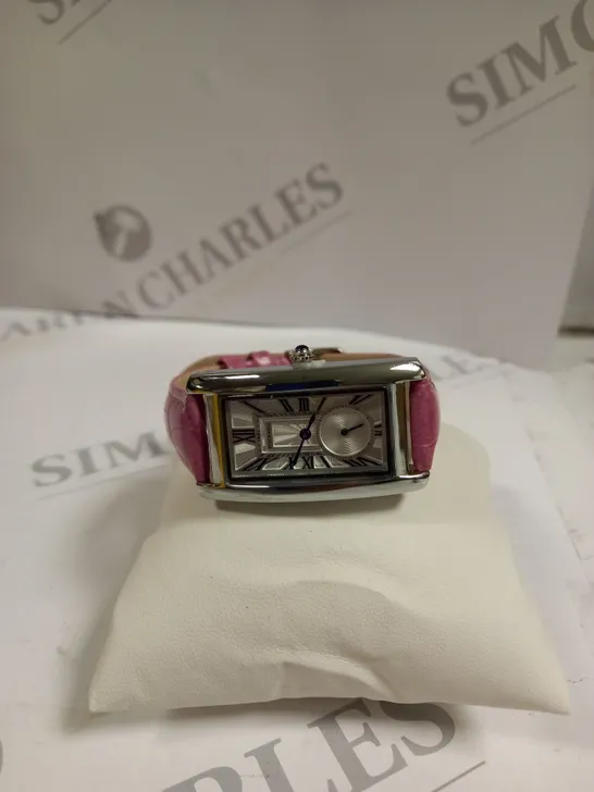 MENS STOCKWELL WATCH STAINLESS STEEL DIAL PINK LEATHER STRAP 