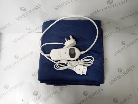 BOXED SUPER POLAR FLEECE 160 X 120CM ELECTRIC BLANKET IN NAVY BLUE 