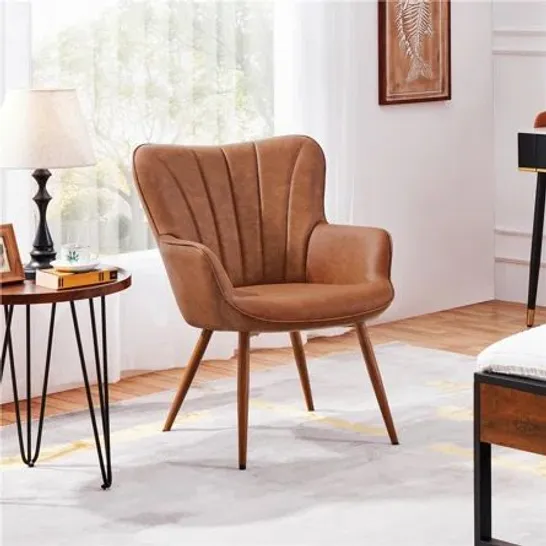 BOXED FAUX LEATHER ARMCHAIR 