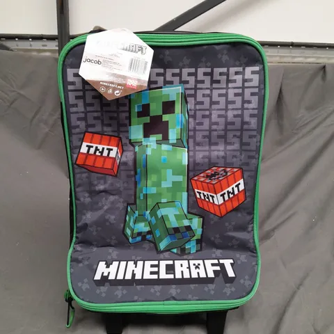 BOXED MINECRAFT MINI FOLDABLE SUITCASE WITH WHEELS IN BLACK/GREEN PRINT