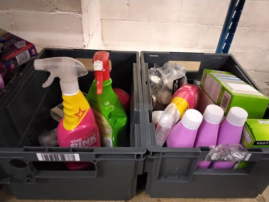 4 TOTES OF ASSORTED HOUSEHOLD ITEMS TO INCLUDE A PREMIUM WOOD GLUE, A MULTI PURPOSE CLEANER AND A LAWN WEEDKILLER 