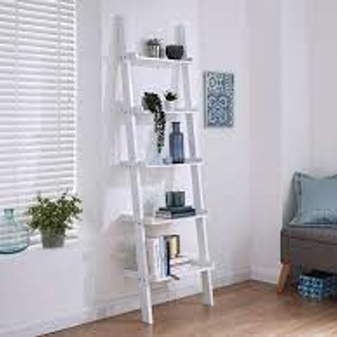 BOXED LADDER STYLE WHITE 5 TIER WALL RACK