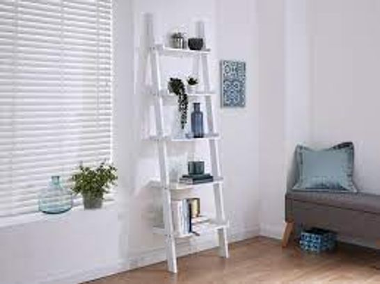 BOXED LADDER STYLE WHITE 5 TIER WALL RACK