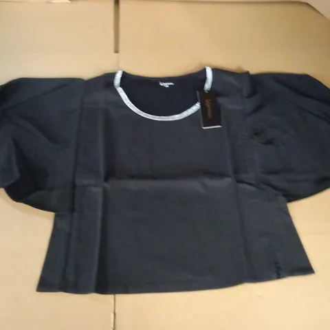 BRAND NEW KINTSUGI CROPPED BLACK TOP WITH BATWING SLEEVES AND HIDDEN SIDE ZIP - 12