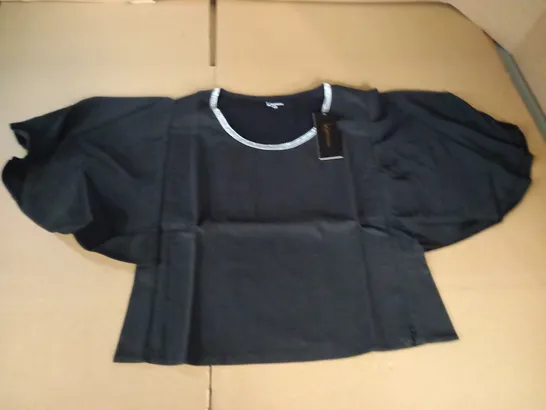 BRAND NEW KINTSUGI CROPPED BLACK TOP WITH BATWING SLEEVES AND HIDDEN SIDE ZIP - 12