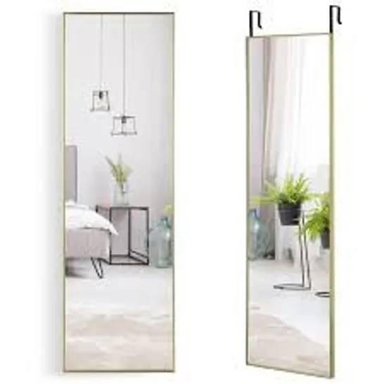 BOXED COSTWAY FULL LENGTH WALL HANGING MIRROR WITH ADJUSTABLE HOOK - 120 X 37cm - GOLD