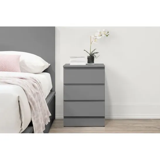 BOXED MARQITA 3 DRAWER BEDSIDE TABLE (1 BOX)