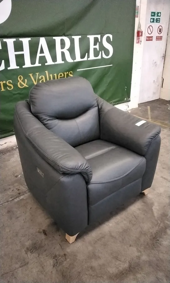 QUALITY BRITISH DESIGNED & MANUFACTURED G PLAN JACKSON POWER RECLINER ARMCHAIR CAMBRIDGE PETROL BLUE LEATHER