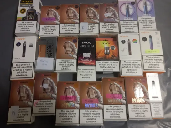 LOT OF APPROXIMATELY 20 ASSORTED VAPING ITEMS AND ACCESSORIES TO INCLUDE ASPIRE, VOOPOO AND SMOK