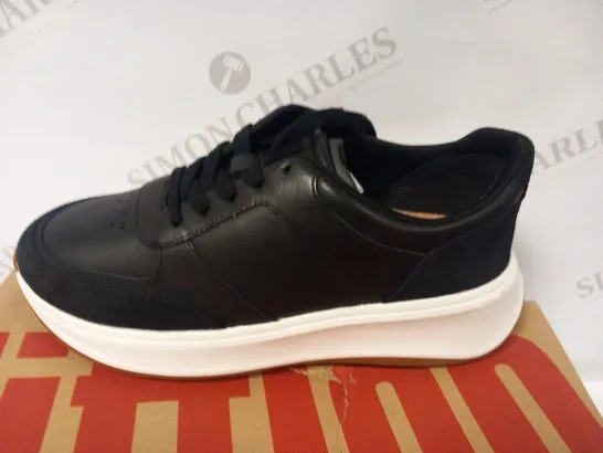 BOXED FITFLOP F MODE LEATHER/SUEDE FLATFORM SNEAKERS SIZE 4