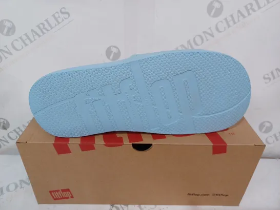 BOXED PAIR OF FITFLOP IQUISHION SLIDES IN SKY BLUE - UK 7